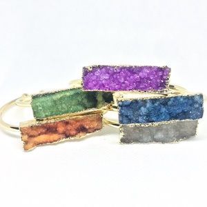 Gold Druzy Cuff Bangles - Multiple colors!